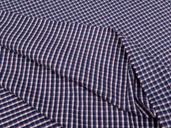 Stoff BW Flannell Karos klein blau-weiss-rot – Bild 2