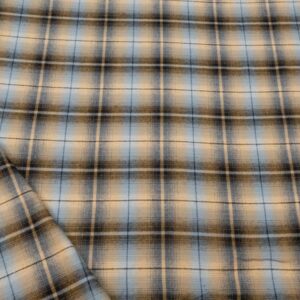 Stoff BW Flannell Karos beige-graublau-dunkelgrau