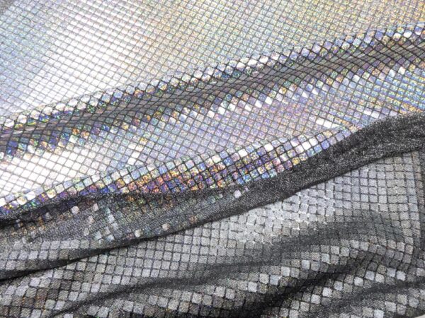 Stoff Lurexstoff Paillentten Hologramm schwarz-silber – Bild 2