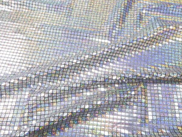 Stoff Lurexstoff Paillentten Hologramm schwarz-silber