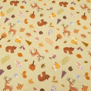 Stoff Baumwolle light green nature trail creature