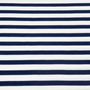 Stoff Viskosejersey glatt Streifen navyblau-offwhite