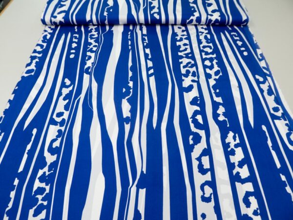 Stoff Seide blau/weiss Strichwald – Bild 2