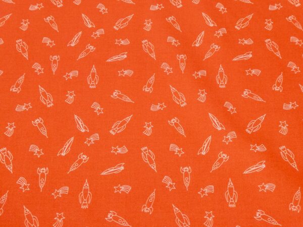 Stoff Be Robots in Orbit Raketen orange