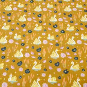 Stoff Baumwolle Floral Frenzy Swan Lake