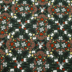 Stoff Baumwolle Tinsel on the Trail - Hirsch auf grün
