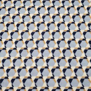 Stoff Double Gauze Kaleidoskop blaubraunbeige