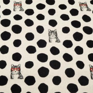 Stoff Echino Katze mit roter Brille