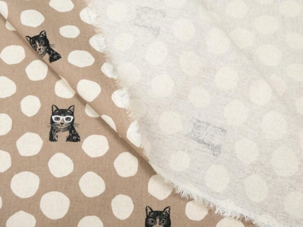 Stoff Echino Katze mit silbernener Brille – Bild 2