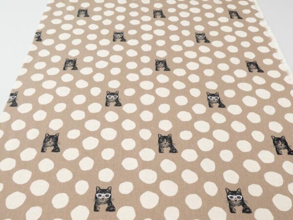 Stoff Echino Katze mit silbernener Brille – Bild 3