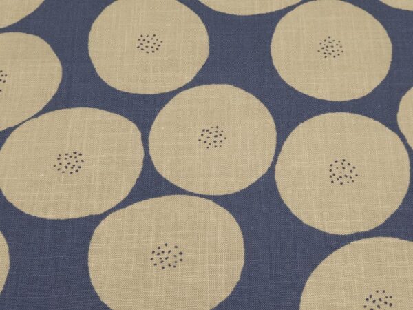 Stoff BW Canvas Muddy Works Kreise taube auf indigoblau