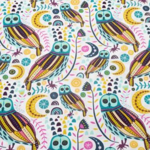 Stoff Lugu Eulen hell