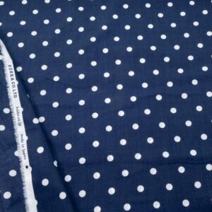 Stoff Supima Cotton Dot dunkelblau-weiss