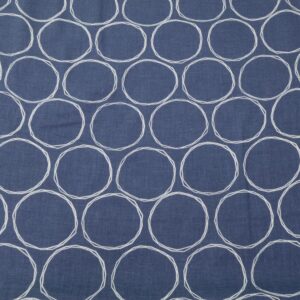 Stoff Köper fein weisse Kreise auf blaugrau