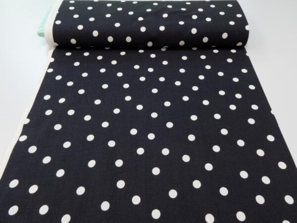 Stoff CL Sheeting Leinen-BW Punkte gross schwarzgrau – Bild 3