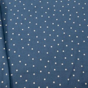 Stoff CL Sheeting Leinen-BW Punkte natur auf denimblau