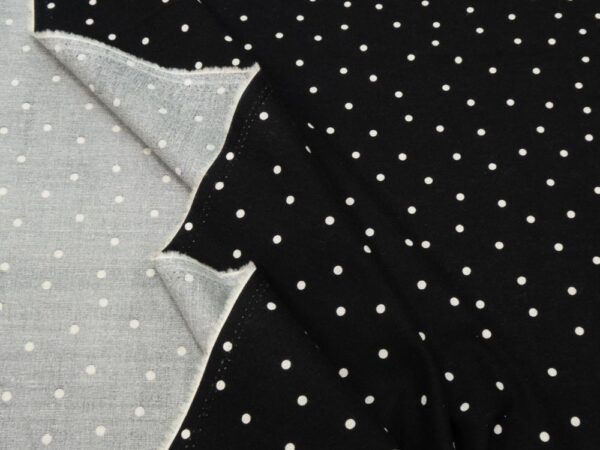 Stoff CL Sheeting Leinen-BW Punkte klein schwarz – Bild 2