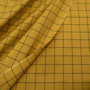 Stoff Organic Grid Cotton Gots Dry Mustard-Bottle Green