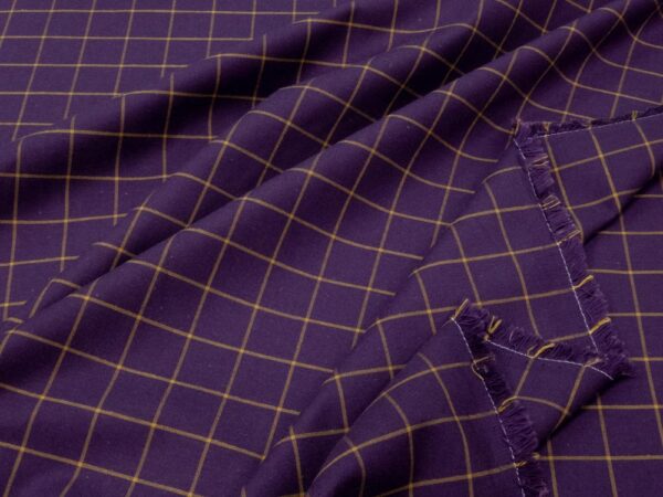 Stoff Organic Grid Cotton Gots Plum-Dry Mustard Yellow – Bild 2