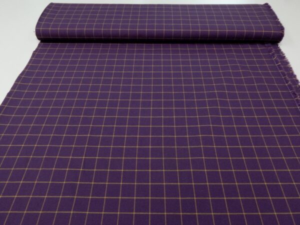 Stoff Organic Grid Cotton Gots Plum-Dry Mustard Yellow – Bild 3