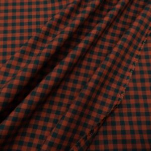 Stoff Organic Gingham Cotton Gots Bottle Green-Coral Red