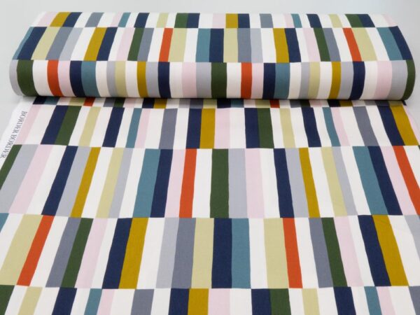 Stoff Kokka Canvas Border Striche grün-blau-orange – Bild 3