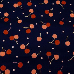 Stoff Canvas Black Kawaii - Kirschen