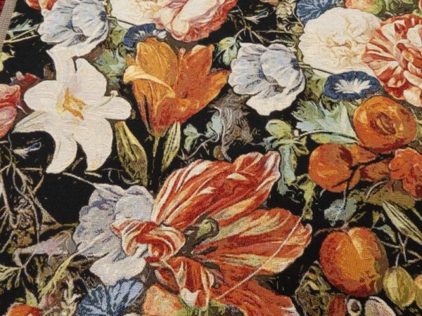 Stoff Gobeline Blumen auf schwarz – Bild 2