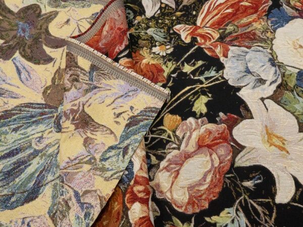 Stoff Gobeline Blumen auf schwarz – Bild 3