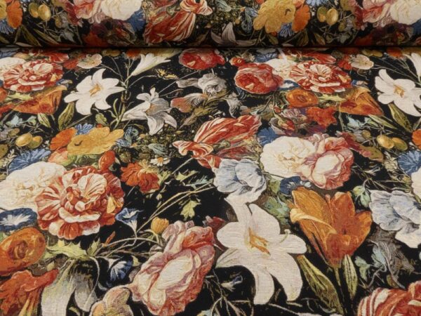 Stoff Gobeline Blumen auf schwarz – Bild 4