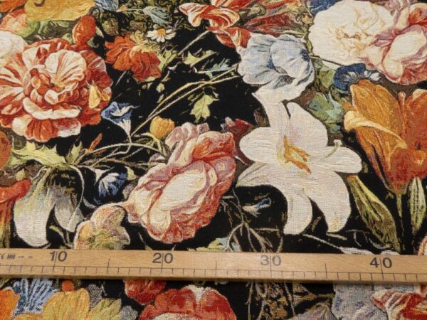Stoff Gobeline Blumen auf schwarz – Bild 5