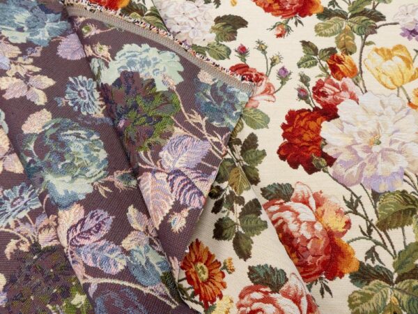 Stoff Gobeline Blumen auf cremeweiss – Bild 2