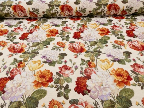 Stoff Gobeline Blumen auf cremeweiss – Bild 3