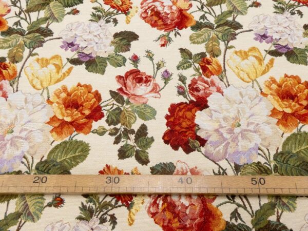 Stoff Gobeline Blumen auf cremeweiss – Bild 4