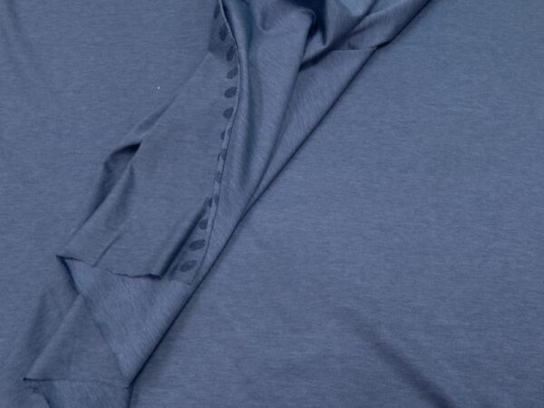 Stoff Jersey Interlock fein & glänzend meliert blaugrau