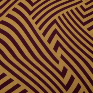 Stoff Viskosejersey fest Fico D'India Zickzack weinrot-sand