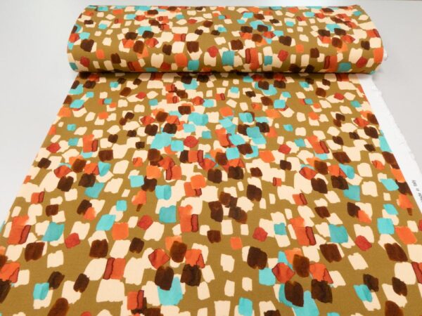 Stoff Romanitjersey Fico d India Farbklekse braun-türkis – Bild 3
