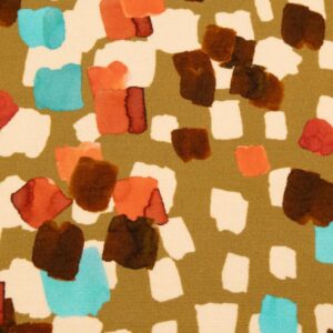 Stoff Romanitjersey Fico d India Farbklekse braun-türkis