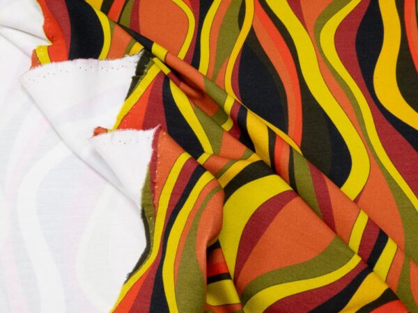 Stoff Romanitjersey Fico d India Wellen grün-gelb-rot – Bild 2