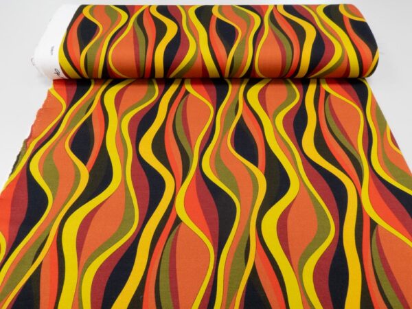Stoff Romanitjersey Fico d India Wellen grün-gelb-rot – Bild 3