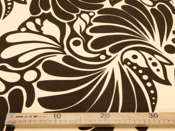 Stoff Romanitjersey Fico d India 60's Flowerpower braun-pastelrosetan – Bild 4