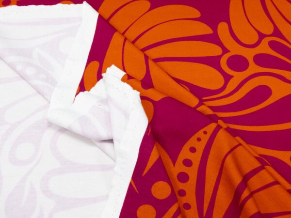 Stoff Romanitjersey Fico d India 60's Flowerpower pink-orange – Bild 2
