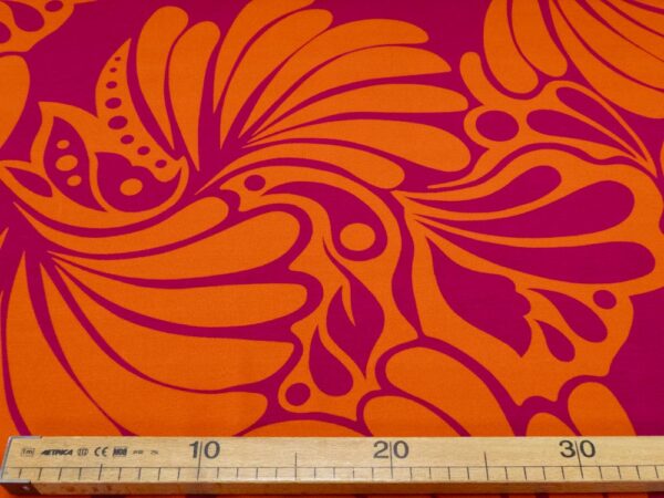 Stoff Romanitjersey Fico d India 60's Flowerpower pink-orange – Bild 4