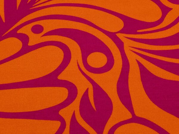 Stoff Romanitjersey Fico d India 60's Flowerpower pink-orange