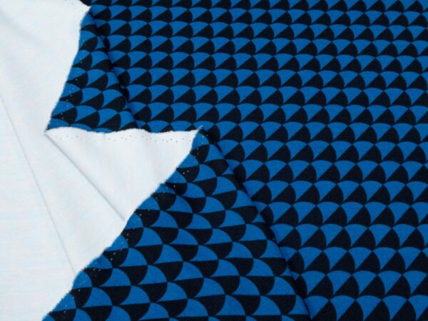 Stoff Romanitjersey Fico d India Wellenmuster petrolblau-schwarz – Bild 2