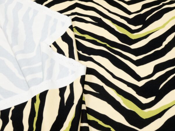 Stoff Romanitjersey Fico d India Zebra schwarz-grün-Vanilla – Bild 2