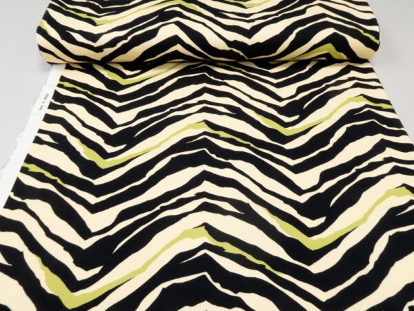 Stoff Romanitjersey Fico d India Zebra schwarz-grün-Vanilla – Bild 3