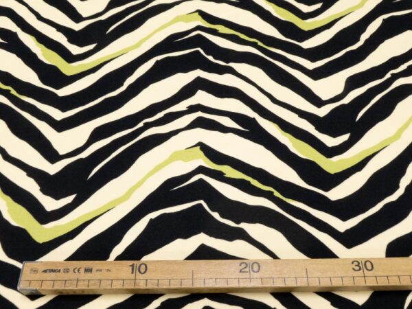 Stoff Romanitjersey Fico d India Zebra schwarz-grün-Vanilla – Bild 4