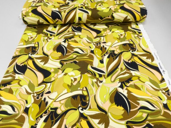 Stoff Romanitjersey Fico d India Art Deco in grün – Bild 3