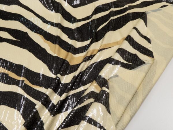 Stoff Pailetten Bicicletta Zebra XXL beige-schwarz – Bild 2